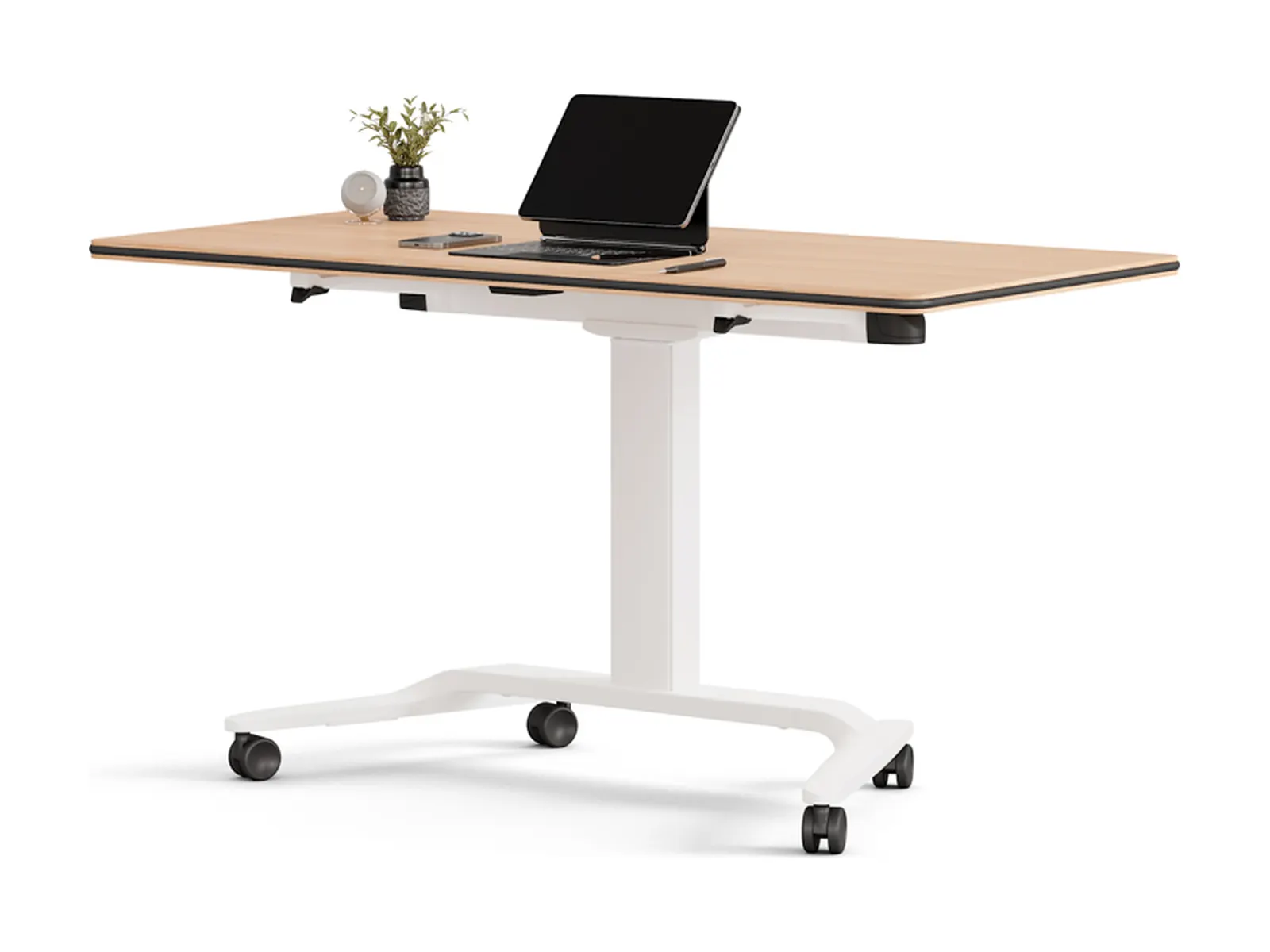 Actiu Talent 500, vista lateral con portátil sobre el tablero