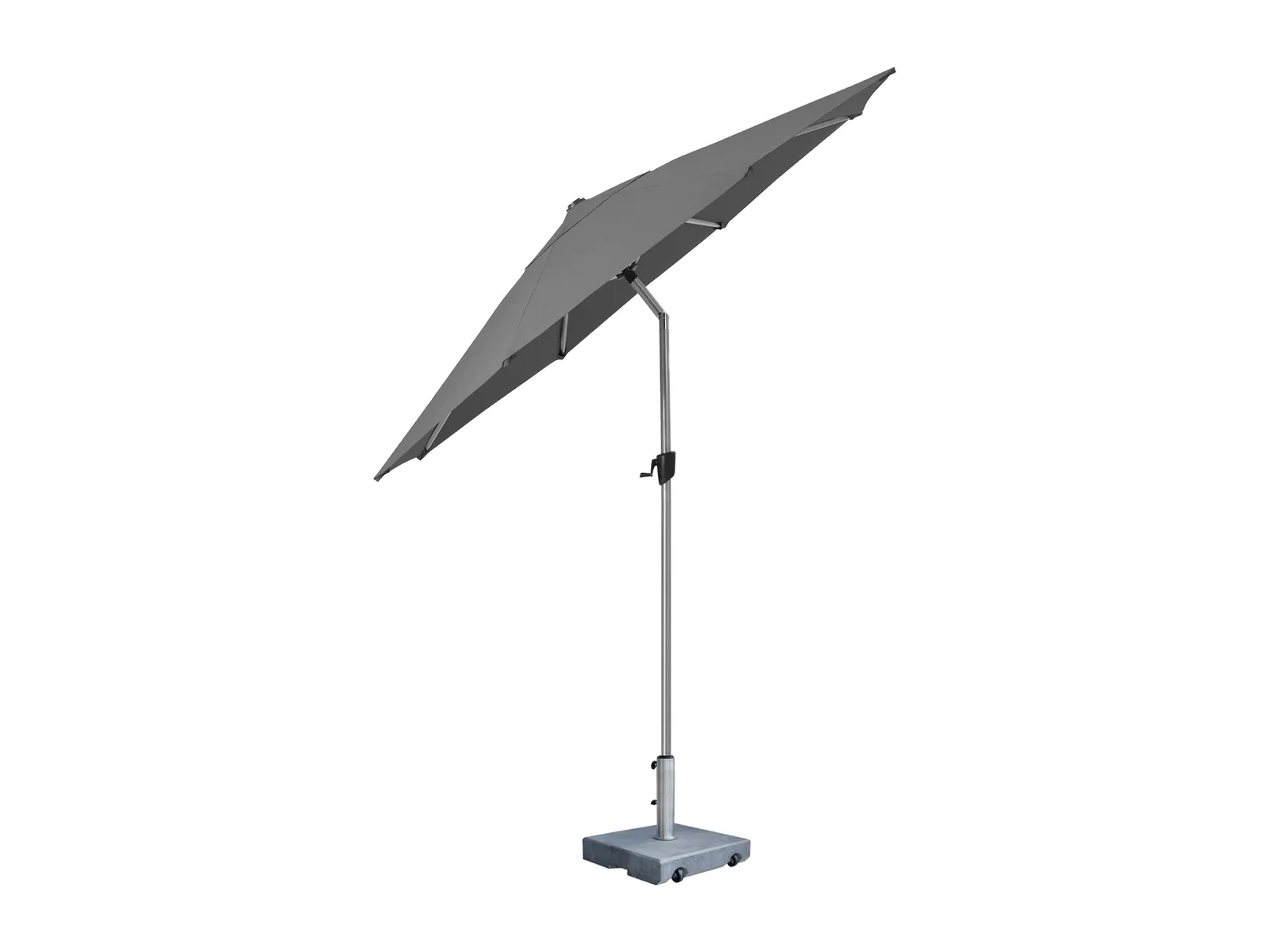 Cane-line Sunshade, detalle de la manivela y la base de granito mate gris