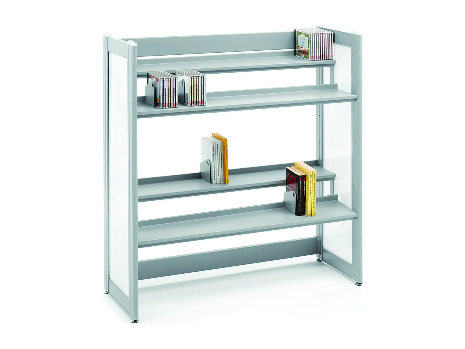 Estantería de biblioteca Ismobel Biblos de aluminio con estantes metálicos y libros