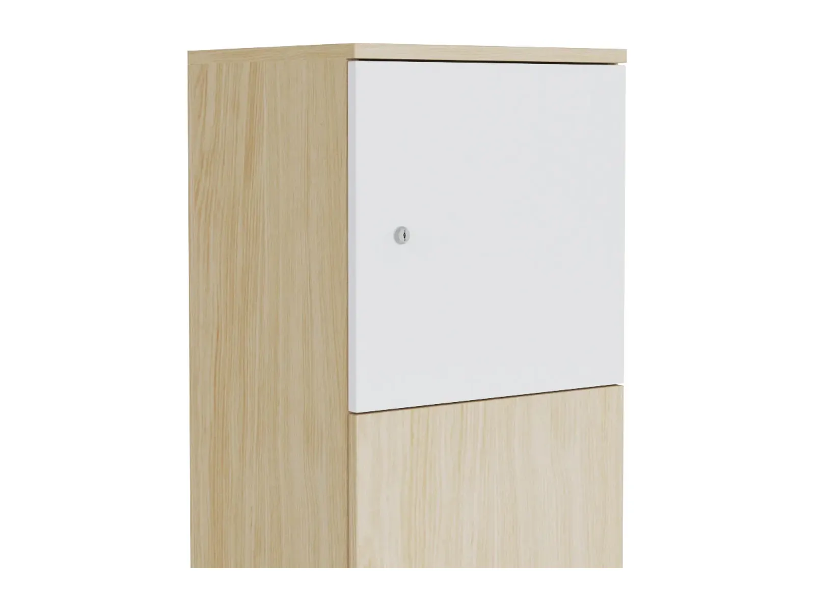 Taquilla Limobel Inwo con puerta lisa blanca y cuerpo de madera
