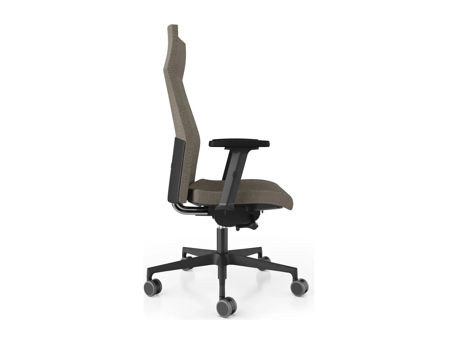 Perfil de la Class de respaldo alto, con la curva lumbar del respaldo y el mecanismo bajo el asiento