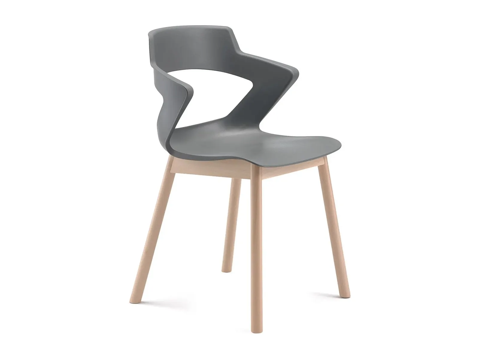 Syta Zen, silla apilable con estructura de patas de madera, distribuida por Ofillorca en Mallorca